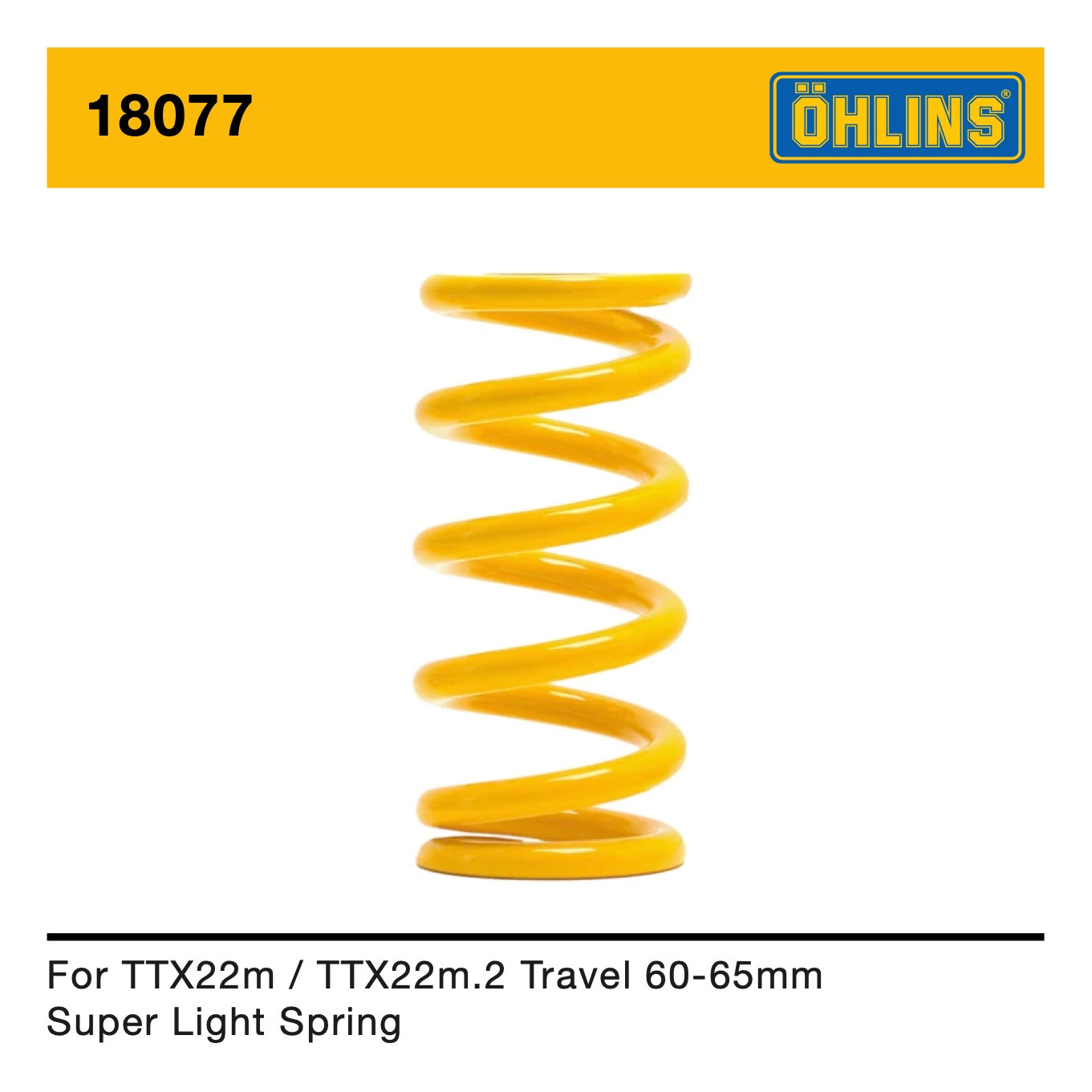 Öhlins spring serie 18077 for 65, 62.5, 60, 57.5mm travel